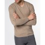 Бежевый пуловер ETERNA с V-образным воротником 100% хлопок