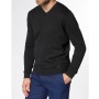 Черный пуловер ETERNA с V-образным воротником 100% хлопок